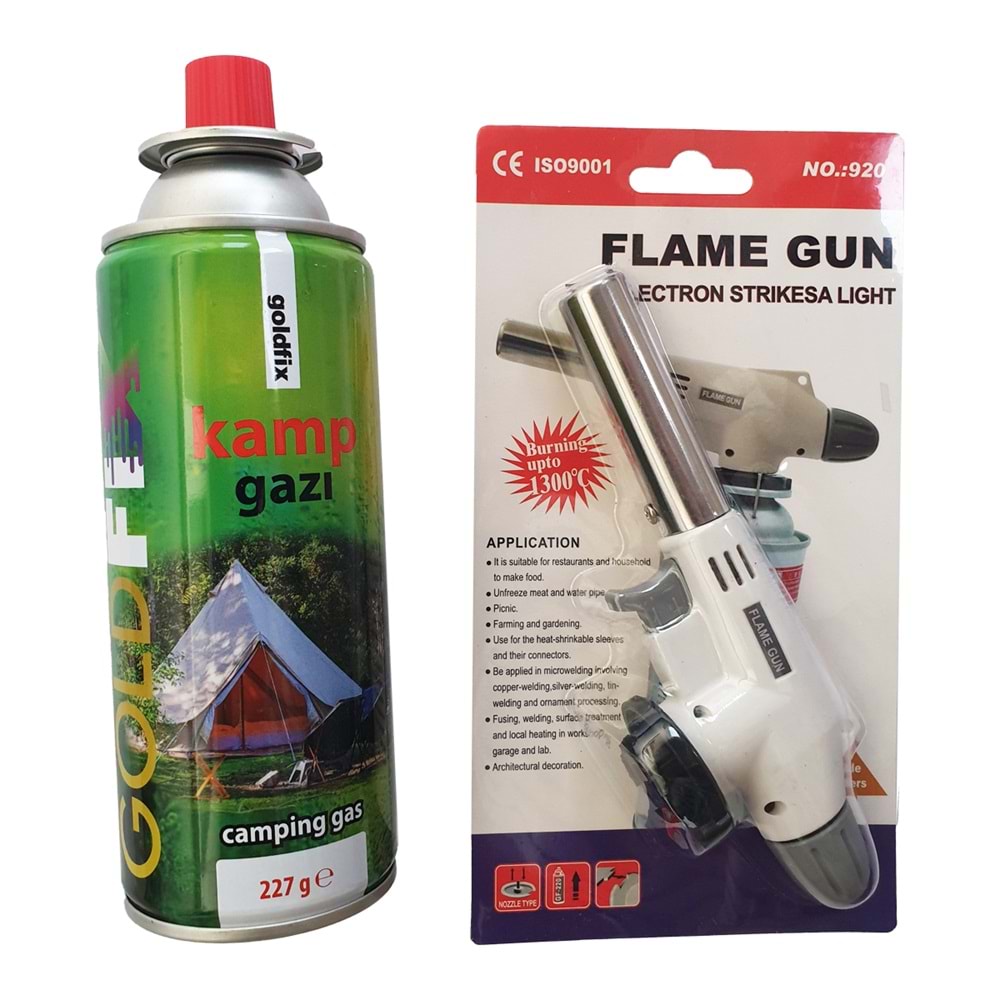 GOLD FİX - 1 Adet Kamp Gazı 227 gr. (Flame Gun-Pürmüz Çakmak ) 1 Adet