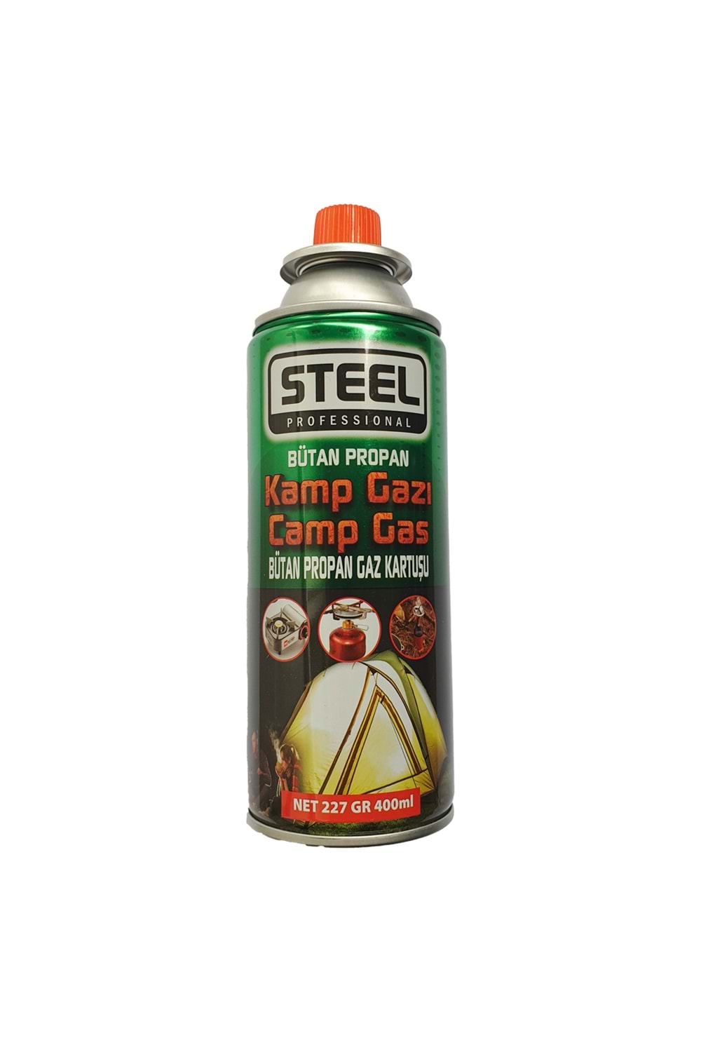 STEEL PROFESSIONAL - Kamp Gazı Bütan Propan Gaz Kartuşu 1 Adet 400 ml