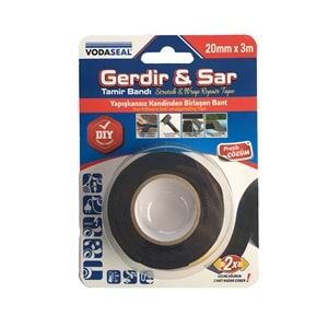 Vodaseal Gerdir & Sar Tamir Bandı, Uzunluğunun 2 Katı Kadar Esner 20mm x 3m - Siyah