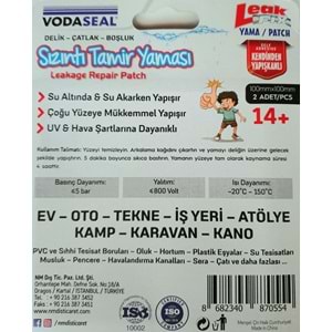 Vodaseal Sızıntı Tamir Yaması -Delik - Çatlak - Boşluk 100x100 mm