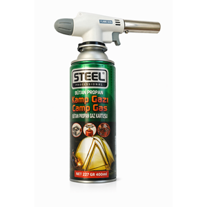 STEEL PROFESSIONAL - Kamp Gazı 1 Adet 400 ml - (Flame Gun - Pürmüz Çakmak 1 Adet )