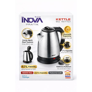 INOVA Pratik 1.7 L Paslanmaz Çelik Kettle – 1800W
