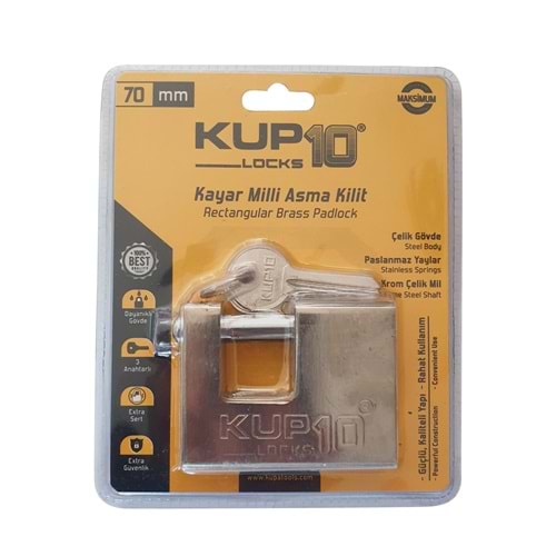 Kupa KUP10 Kayar Milli Asma Kilit | Pirinç Silindir | 70 mm