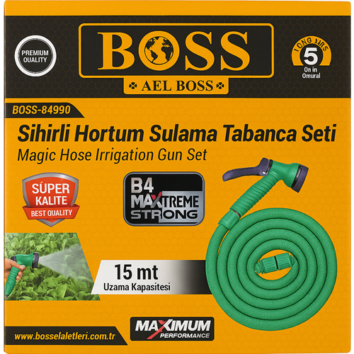 15 Metre Uzayan Bahçe Hortumu – Yüksek Basınçlı Sulama Tabancası – Profesyonel Set